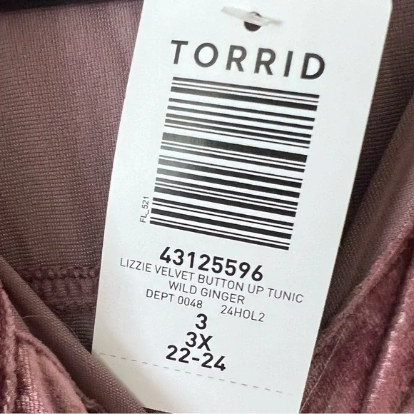 Torrid Velvet Button Down Shirt in Deep Burgundy 3X - Picture 4 of 7